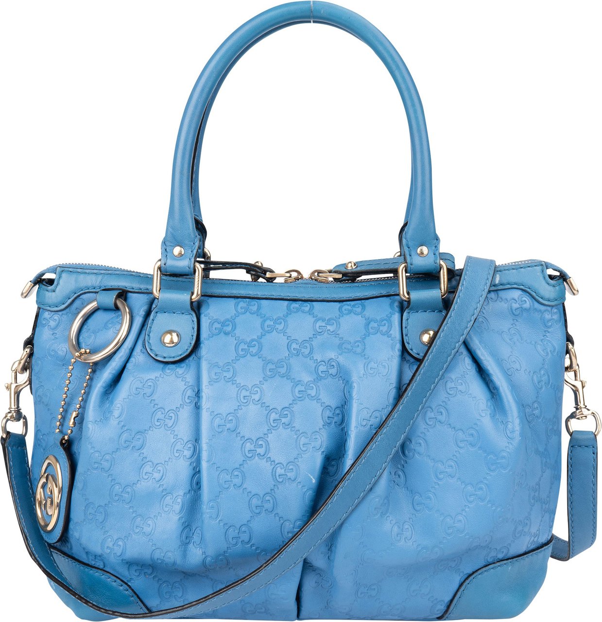 Gucci Gucci Leather GG Monogram Sukey Handbag Blauw
