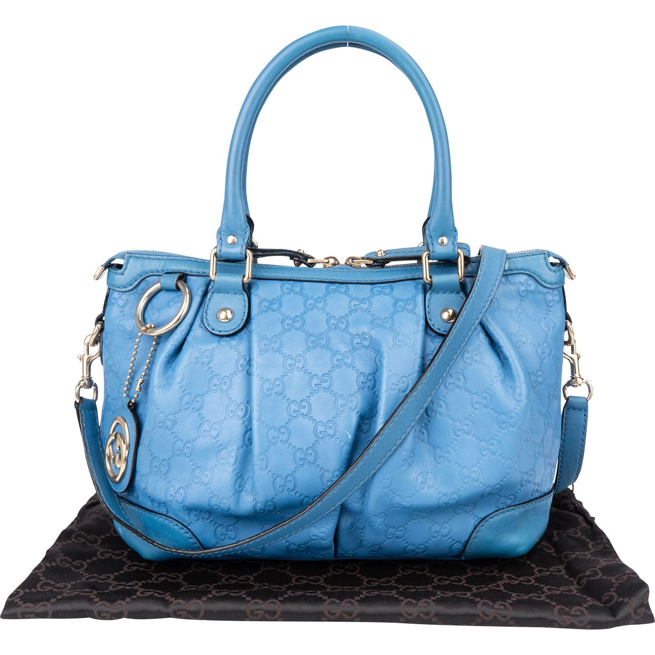 Gucci Gucci Leather GG Monogram Sukey Handbag Blauw