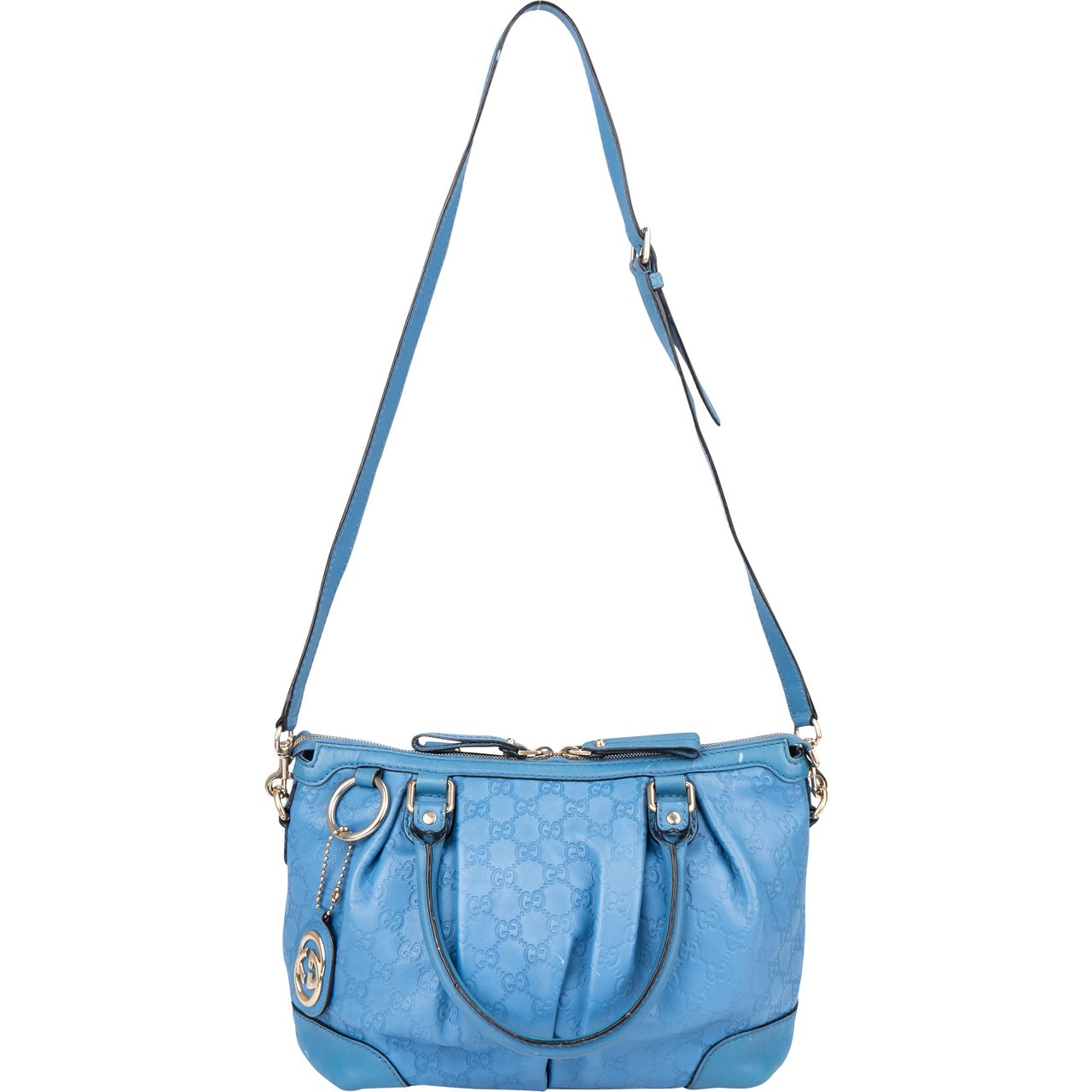 Gucci Gucci Leather GG Monogram Sukey Handbag Blauw