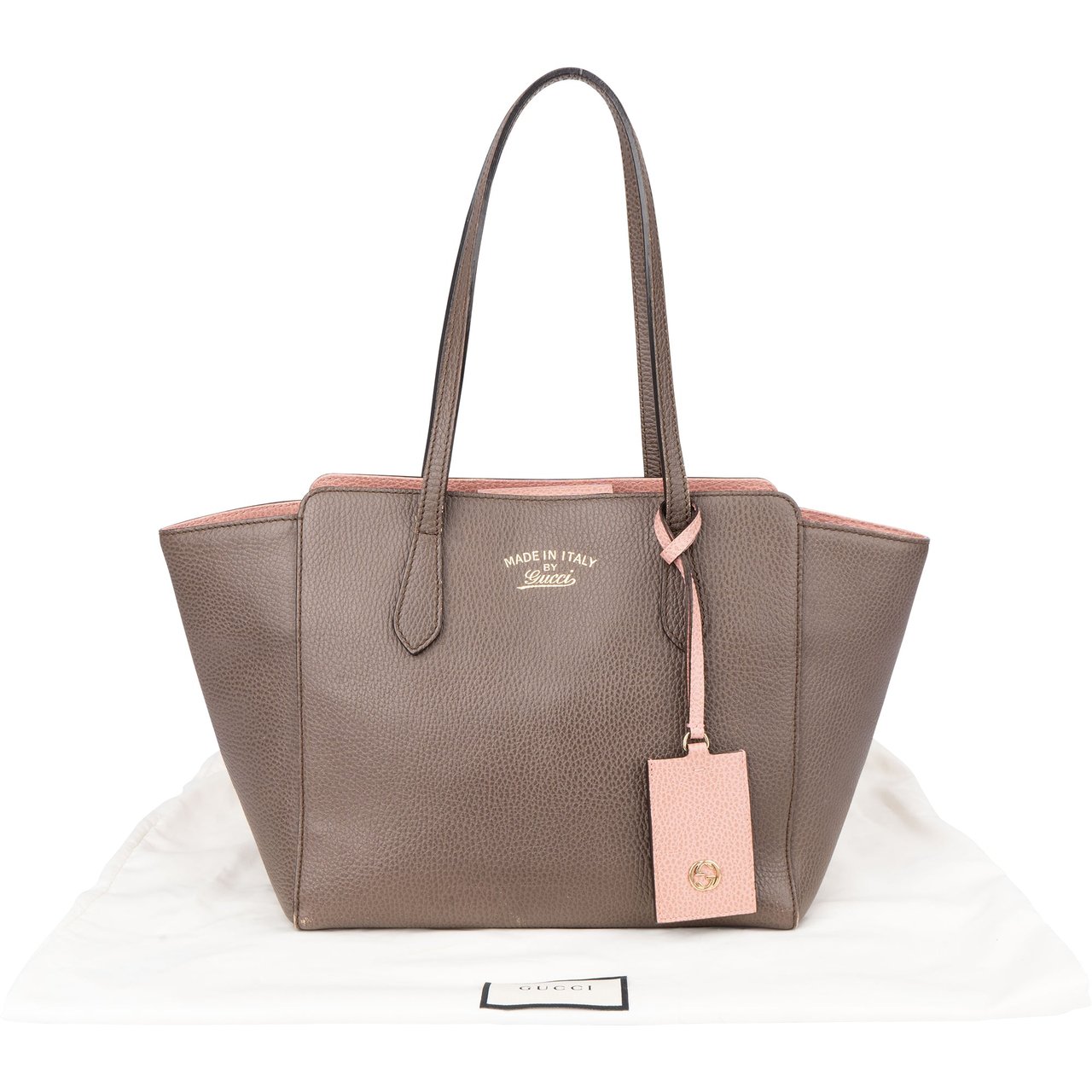 Gucci Gucci Brown Leather Swing Handbag Bruin