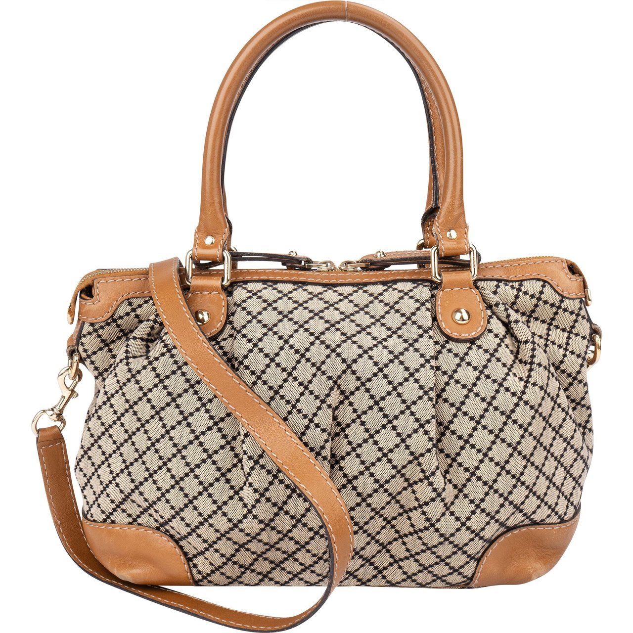 Gucci Gucci Diamante Monogram Sukey Handbag Bruin