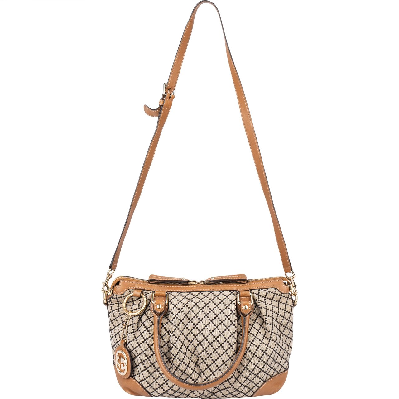 Gucci Gucci Diamante Monogram Sukey Handbag Bruin