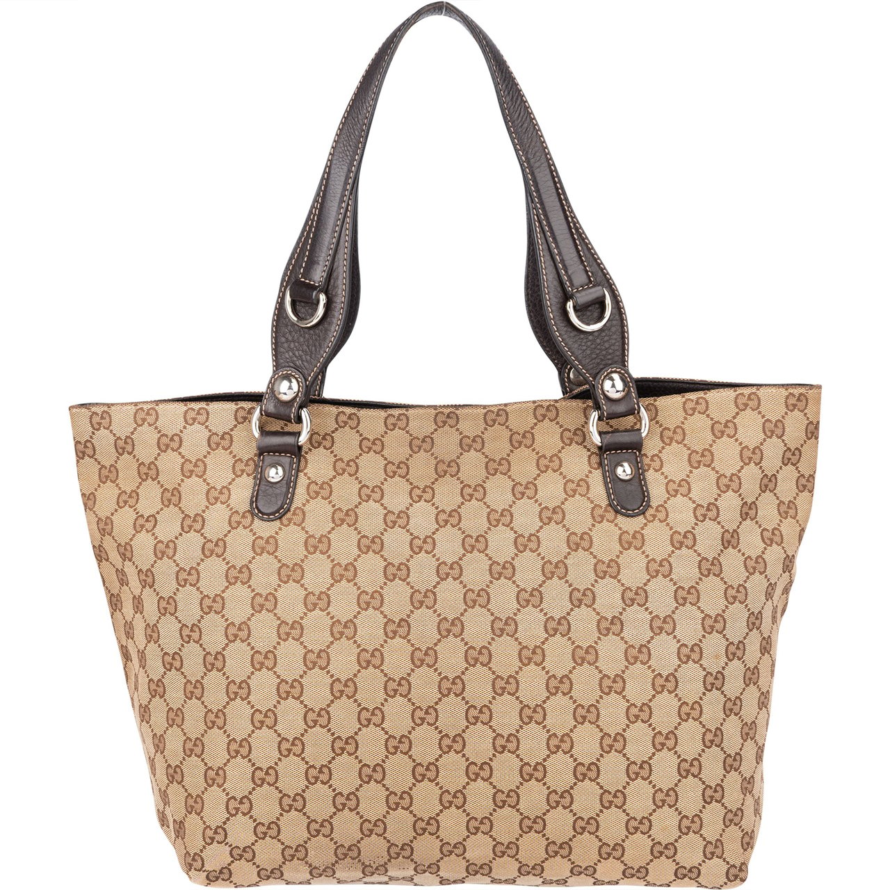 Gucci GG Monogram Horsebit Handbag Bruin