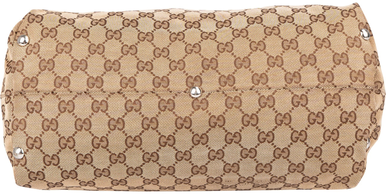 Gucci GG Monogram Horsebit Handbag Bruin