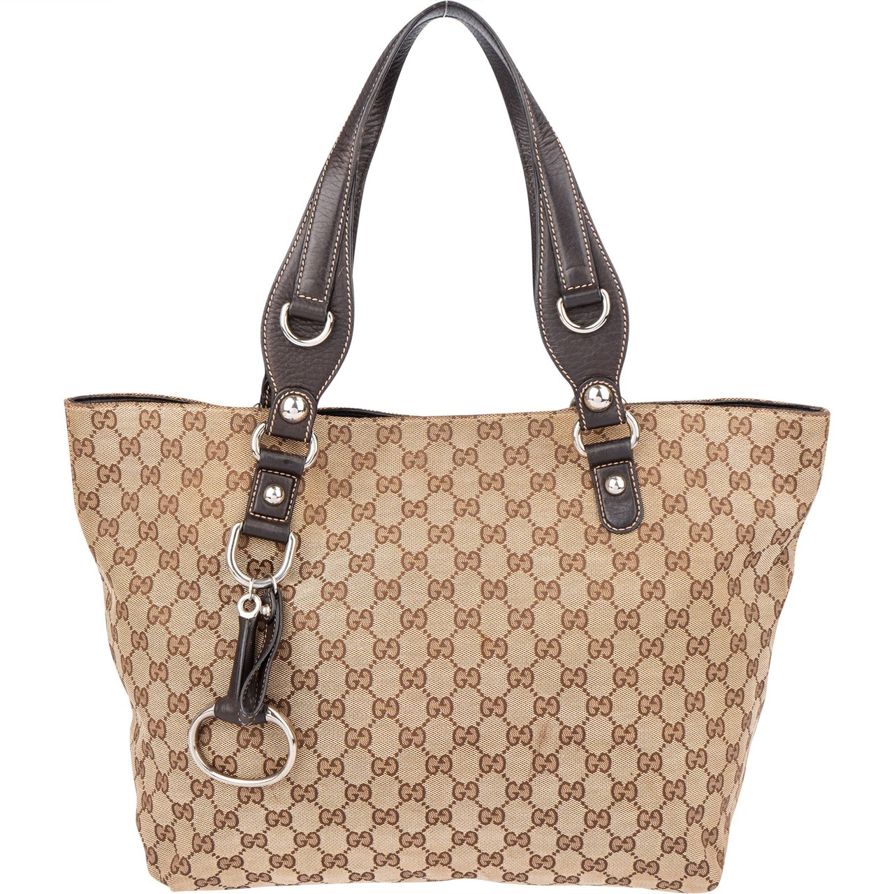Gucci GG Monogram Horsebit Handbag Bruin