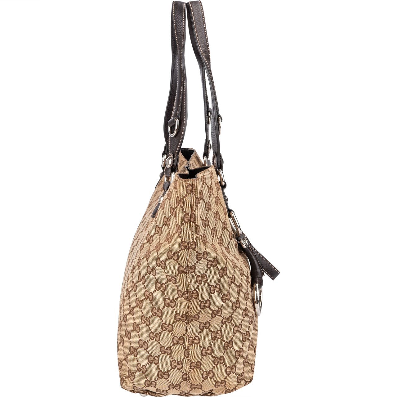 Gucci Gucci GG Monogram Horsebit Handbag Bruin