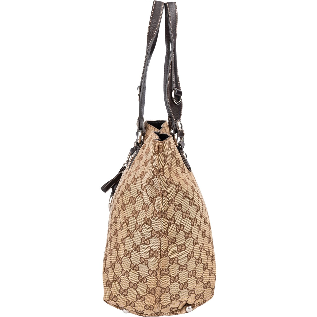 Gucci Gucci GG Monogram Horsebit Handbag Bruin