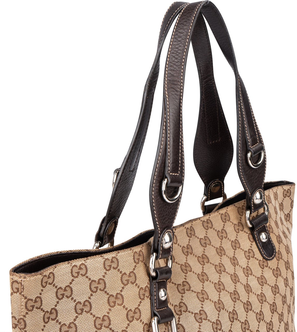 Gucci GG Monogram Horsebit Handbag Bruin