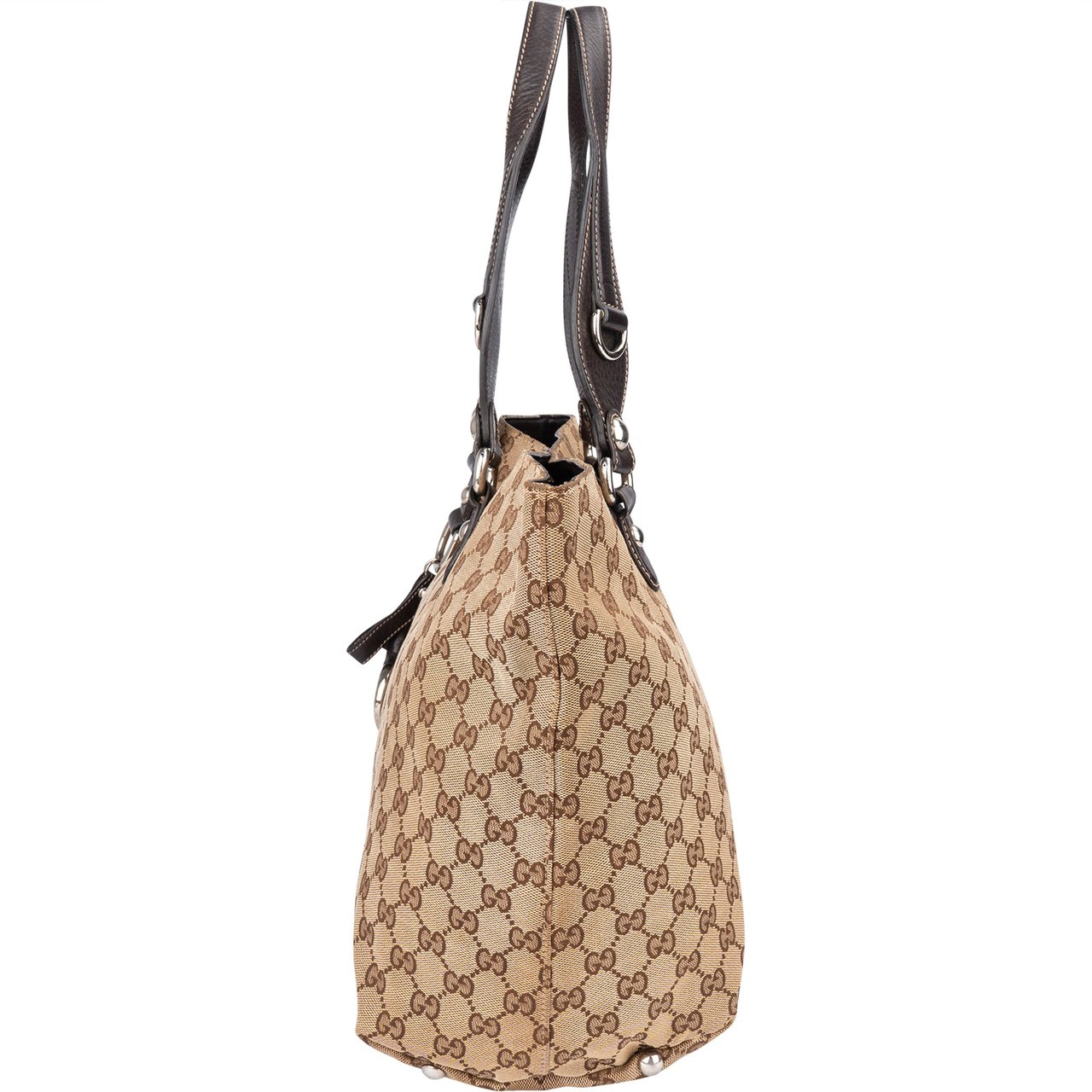 Gucci GG Monogram Horsebit Handbag Bruin