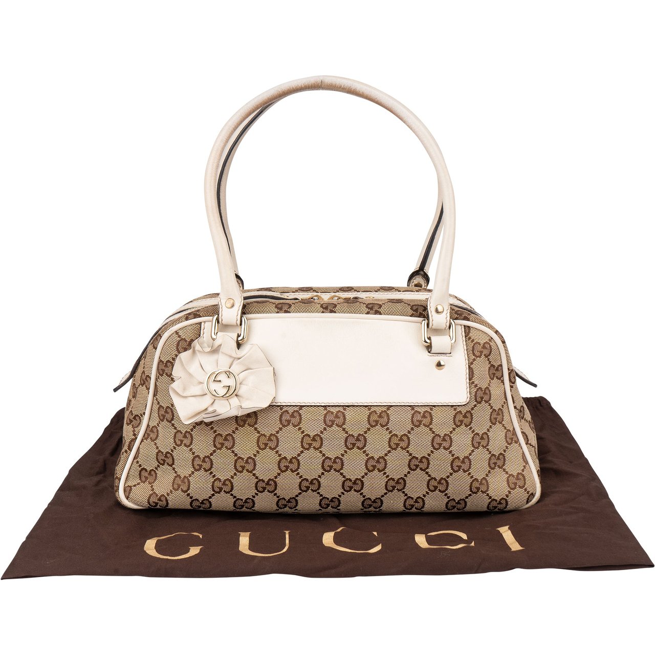 Gucci Gucci GG Monogram Flower Handbag Bruin