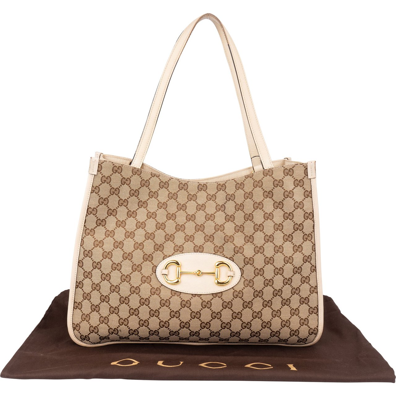 Gucci Gucci GG Monogram Horsebit Handbag Bruin