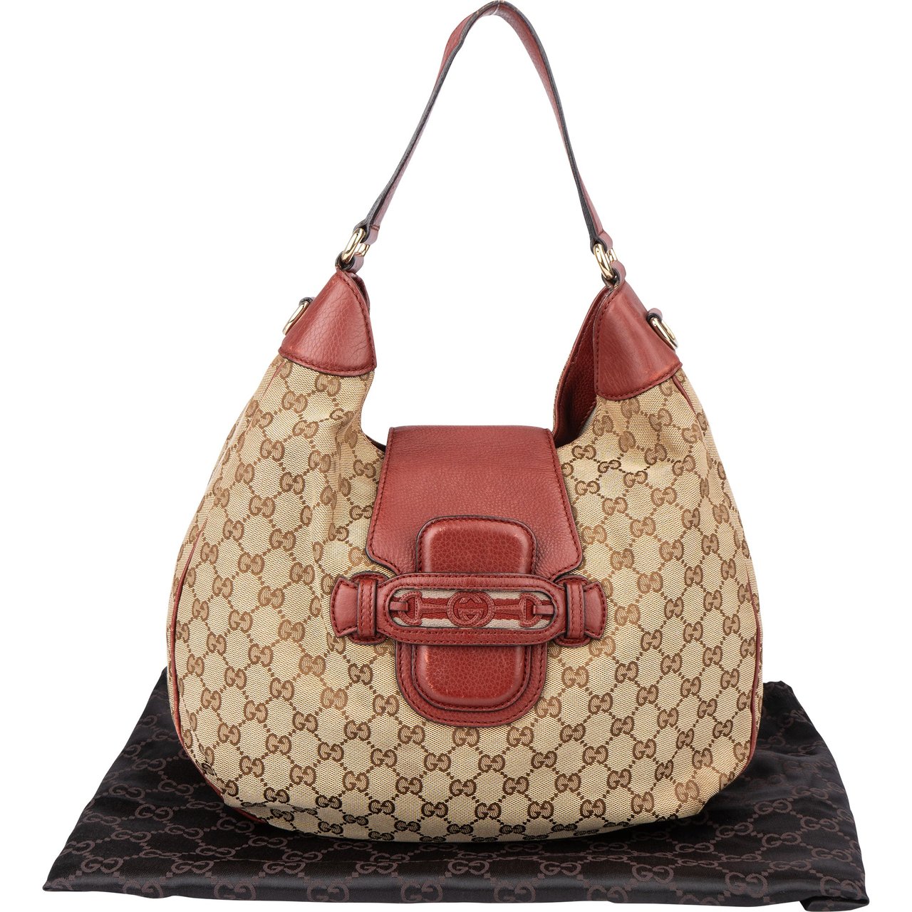 Gucci Gucci GG Monogram Dressage Hobo Bag Bruin