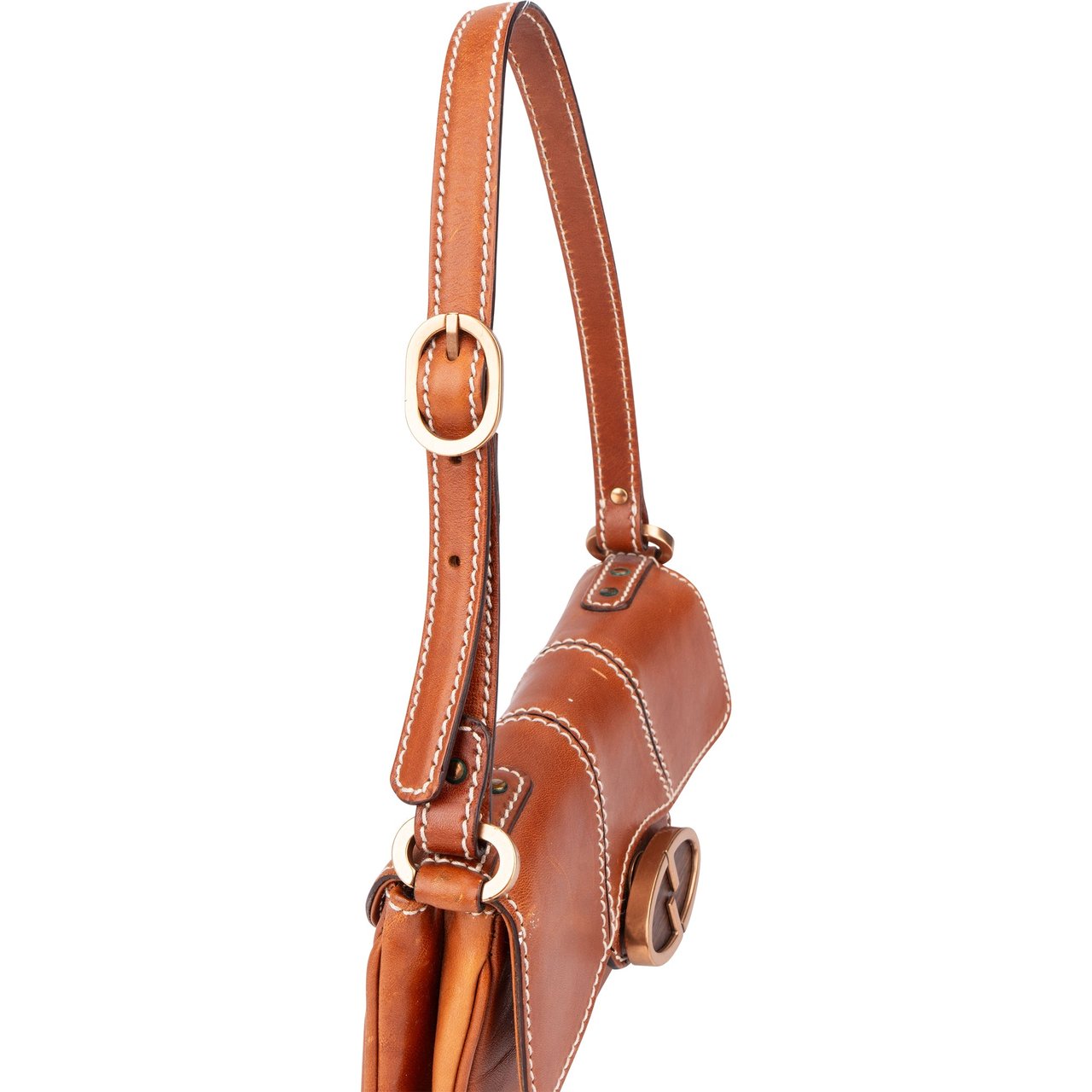 Gucci Gucci Brown Leather GG Buckle Mini Shoulder Bag Bruin