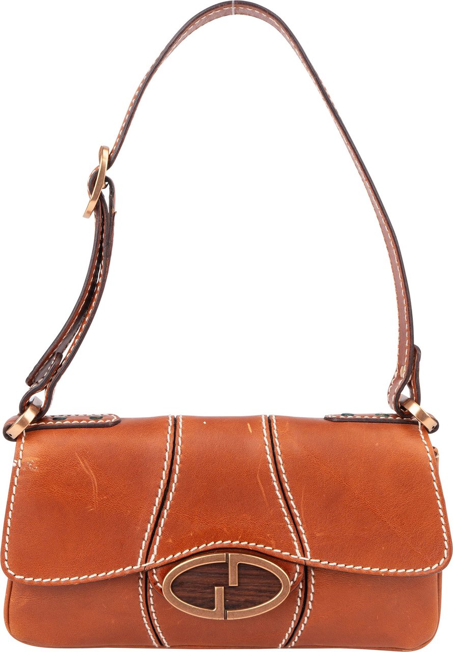 Gucci Gucci Brown Leather GG Buckle Mini Shoulder Bag Bruin