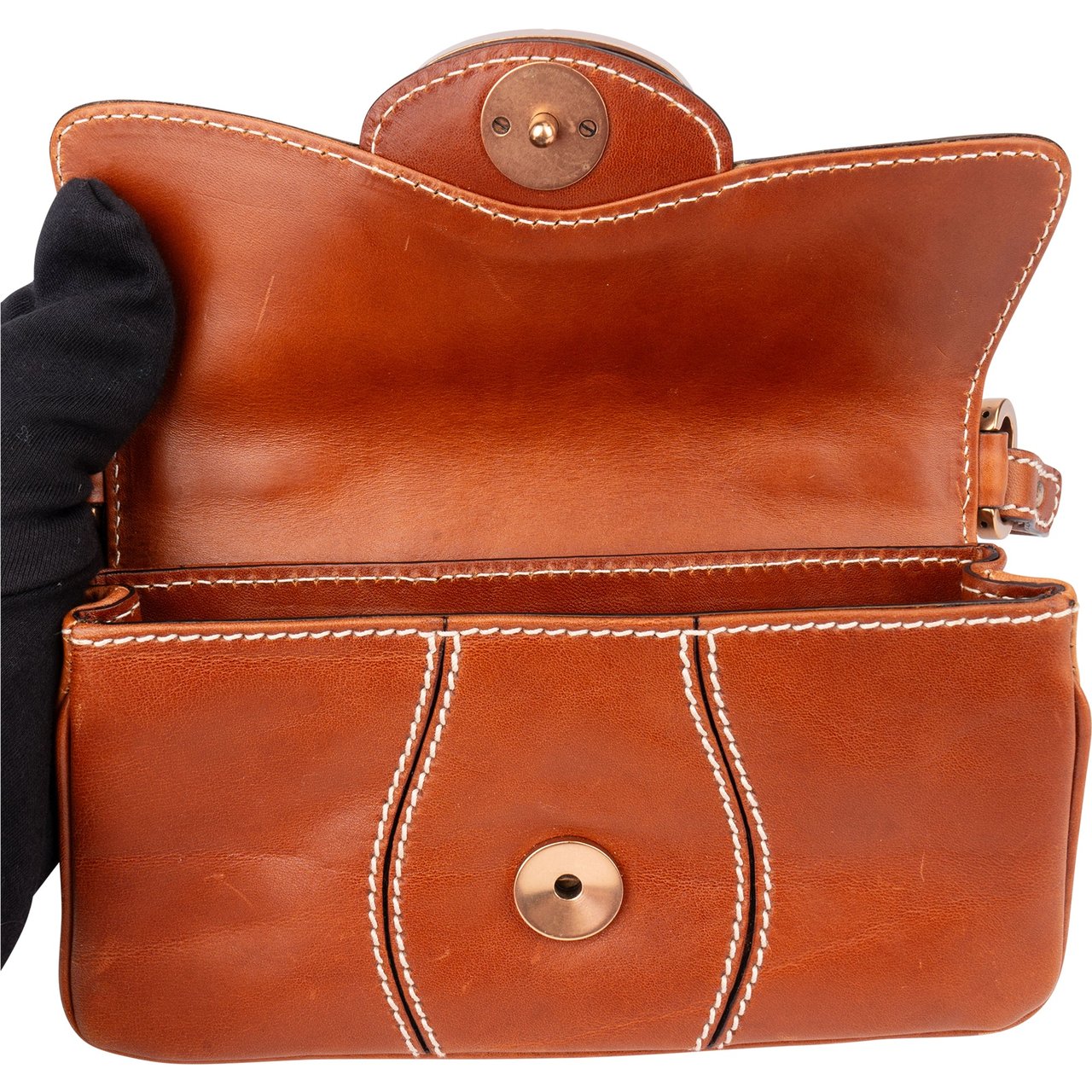 Gucci Gucci Brown Leather GG Buckle Mini Shoulder Bag Bruin