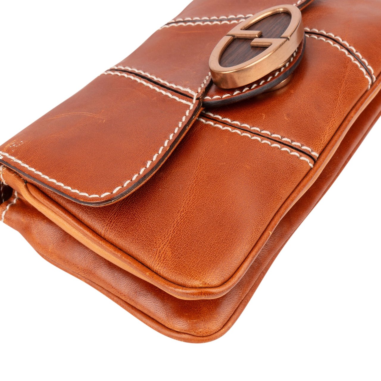Gucci Gucci Brown Leather GG Buckle Mini Shoulder Bag Bruin