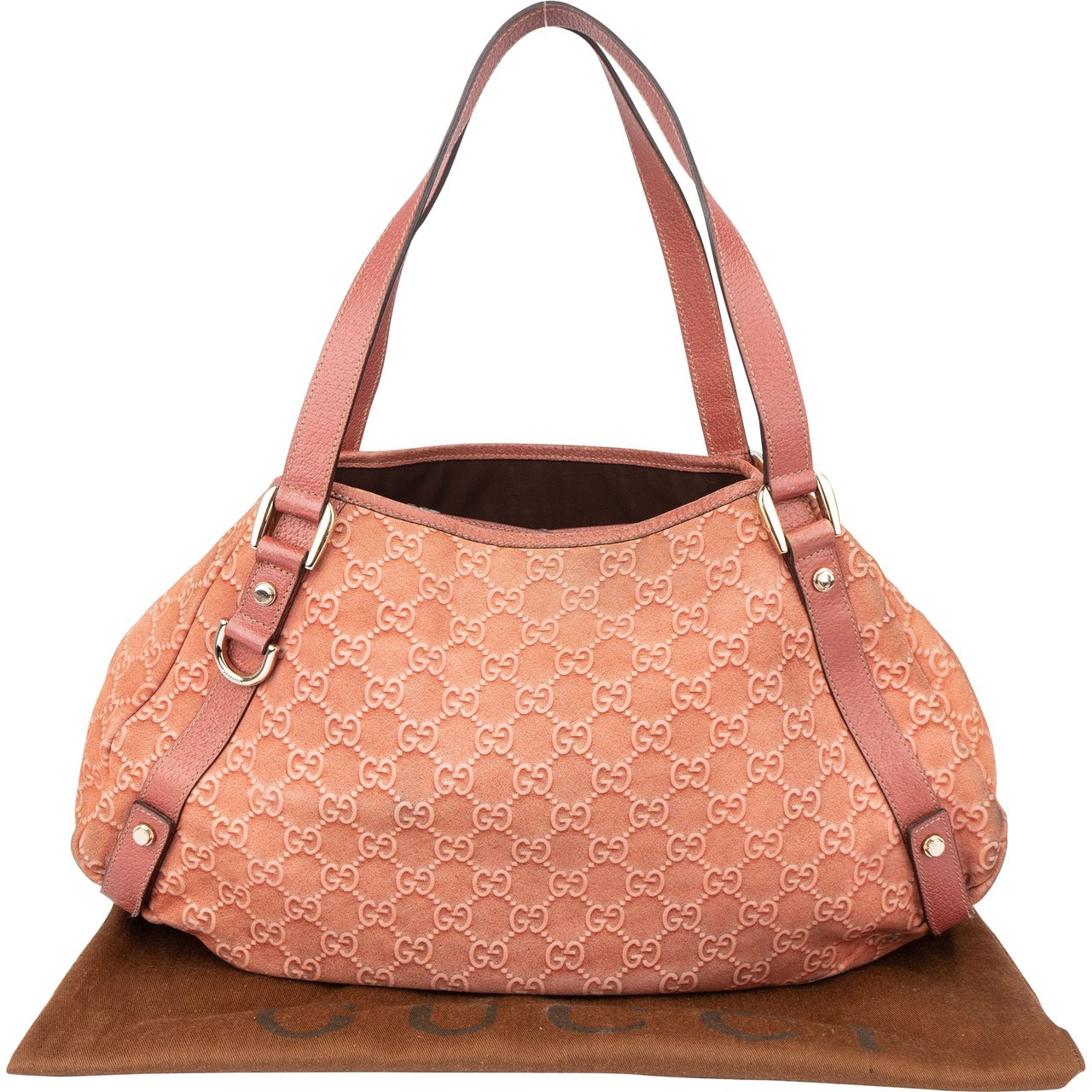 Gucci Gucci Pink Suede Monogram Abbey Handbag Roze