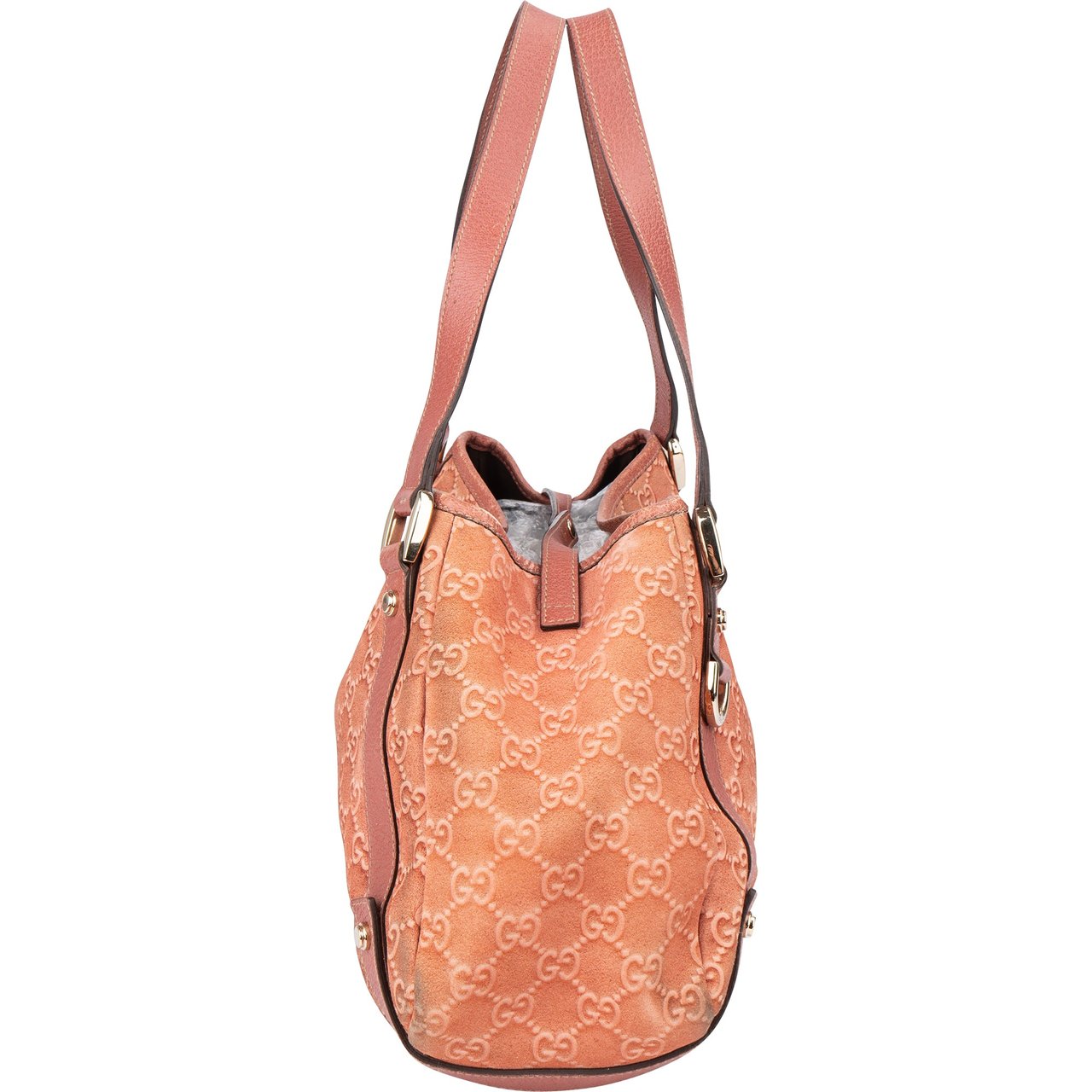 Gucci Gucci Pink Suede Monogram Abbey Handbag Roze