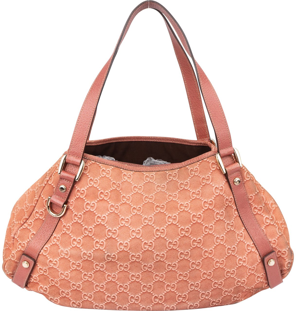 Gucci Gucci Pink Suede Monogram Abbey Handbag Roze