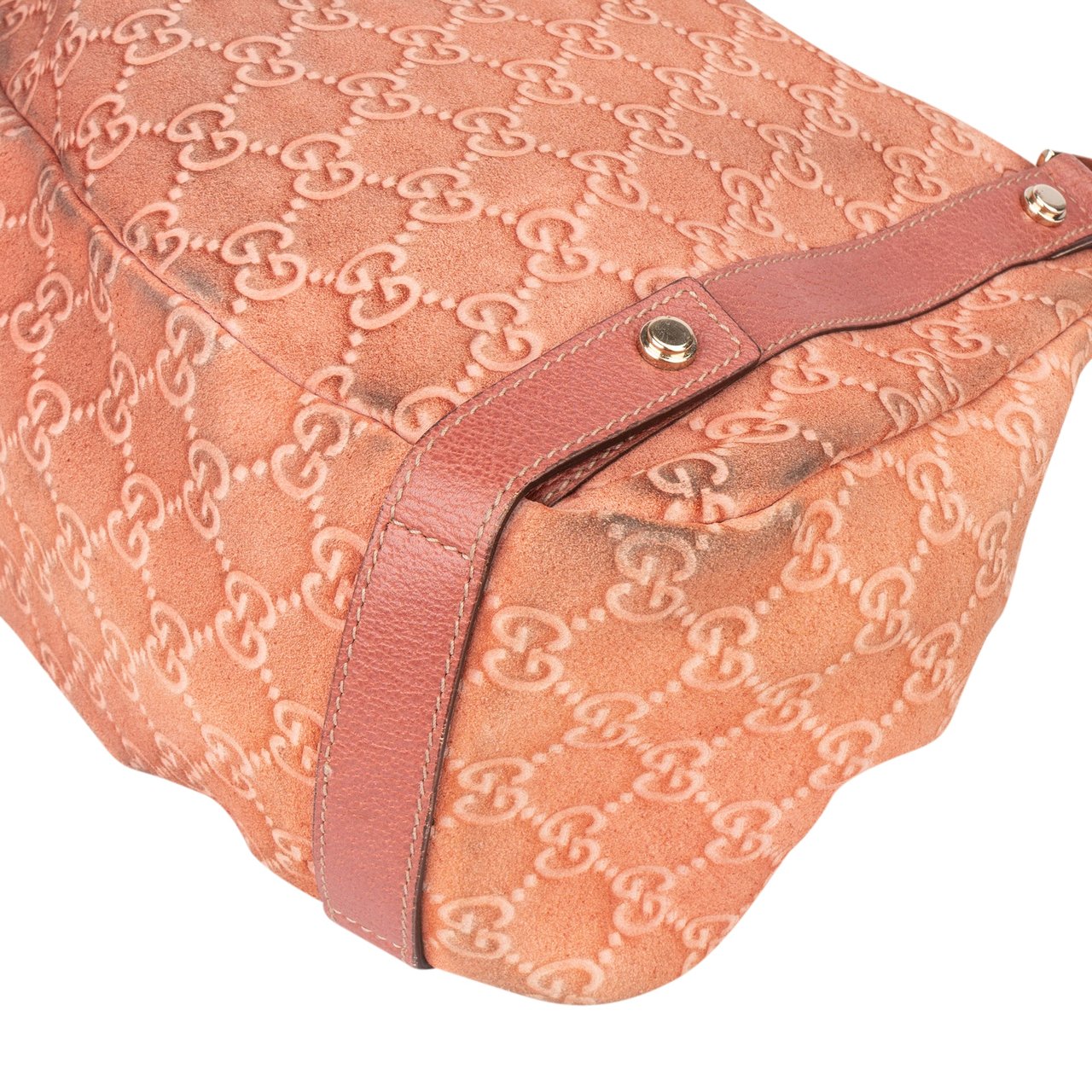 Gucci Gucci Pink Suede Monogram Abbey Handbag Roze