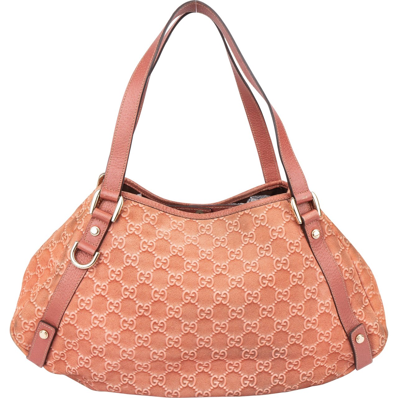 Gucci Gucci Pink Suede Monogram Abbey Handbag Roze
