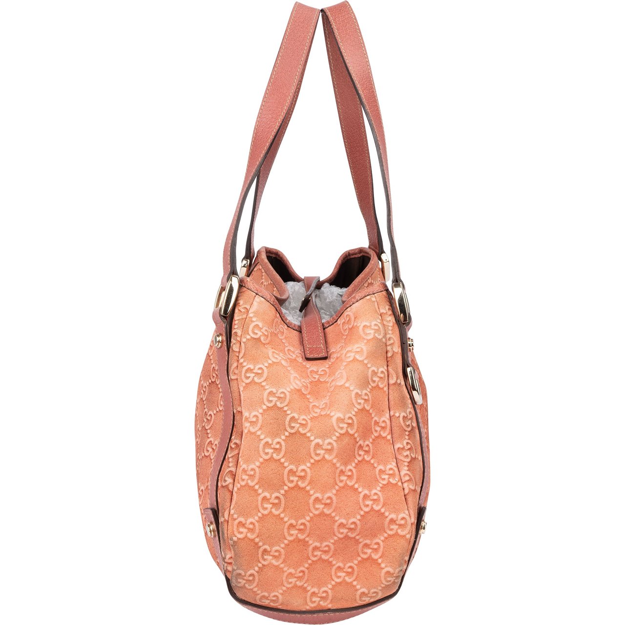 Gucci Gucci Pink Suede Monogram Abbey Handbag Roze