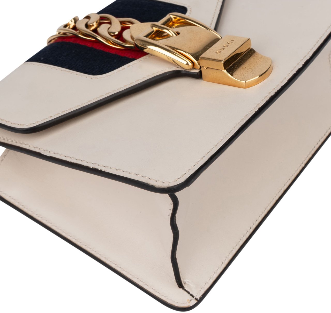 Gucci Gucci White Leather Sylvie Crossbody Bag Wit