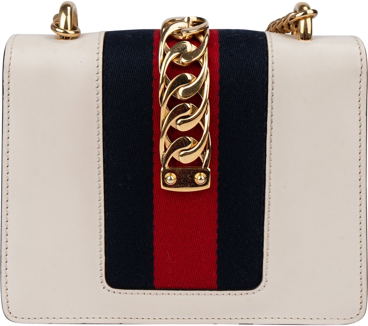 Gucci Gucci White Leather Sylvie Crossbody Bag Wit