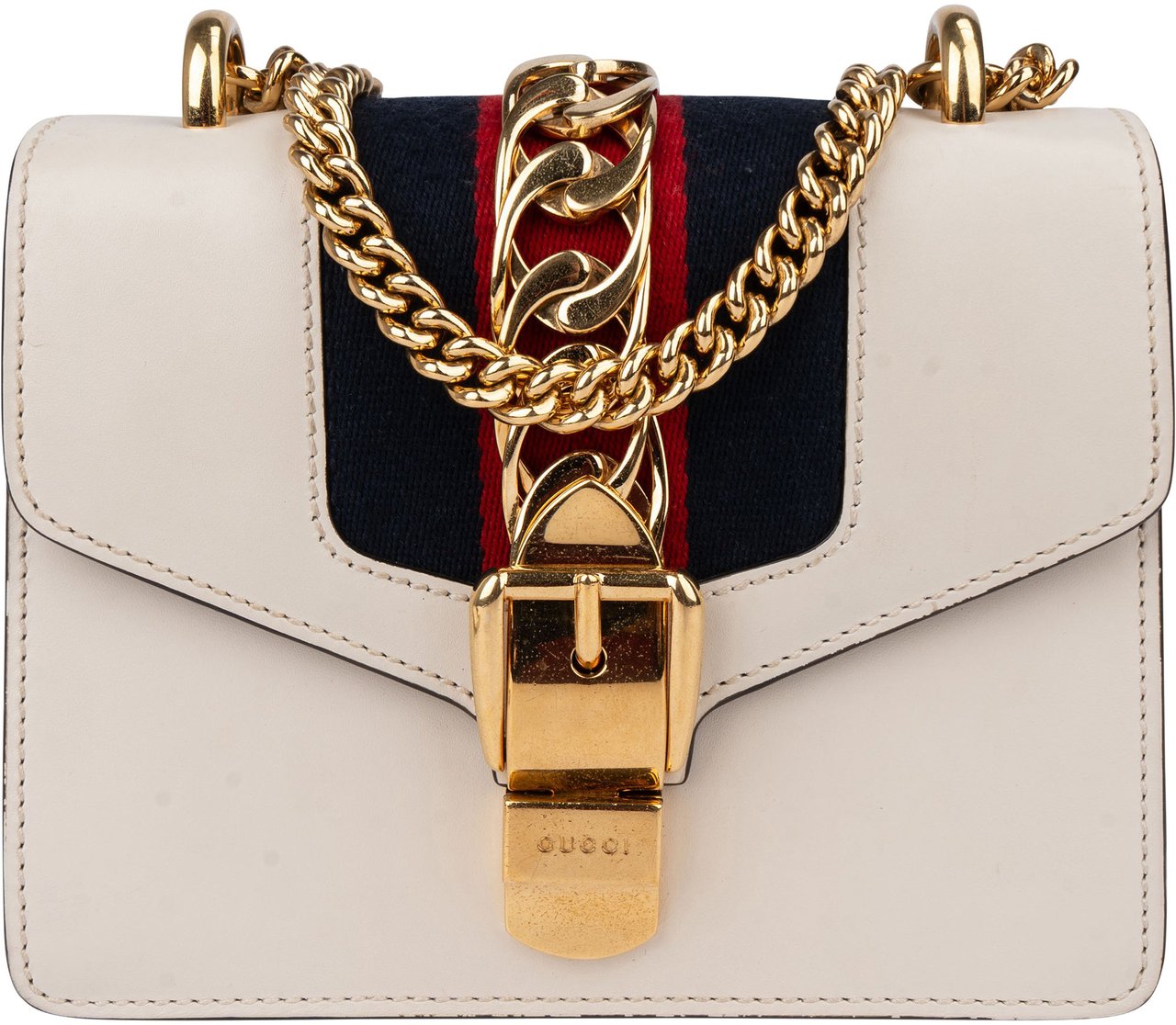 Gucci Gucci White Leather Sylvie Crossbody Bag Wit