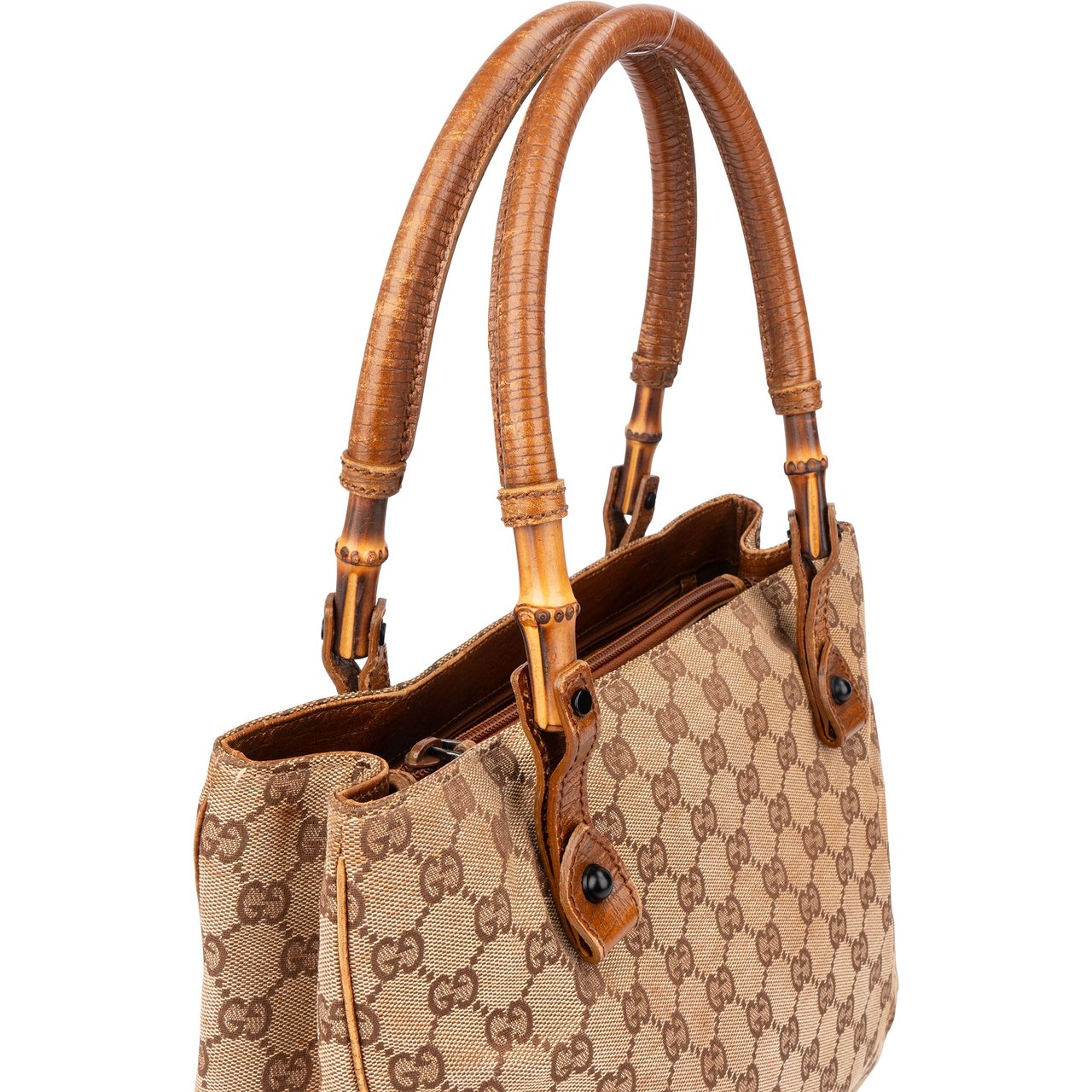 Gucci Gucci GG Monogram Bamboo Handbag Bruin