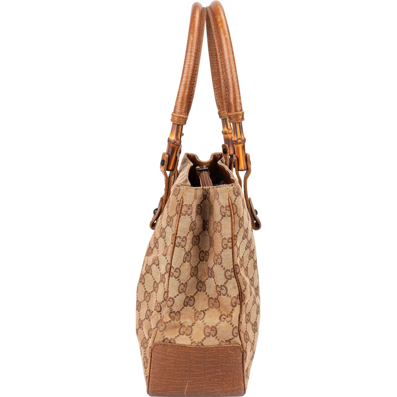 Gucci Gucci GG Monogram Bamboo Handbag Bruin