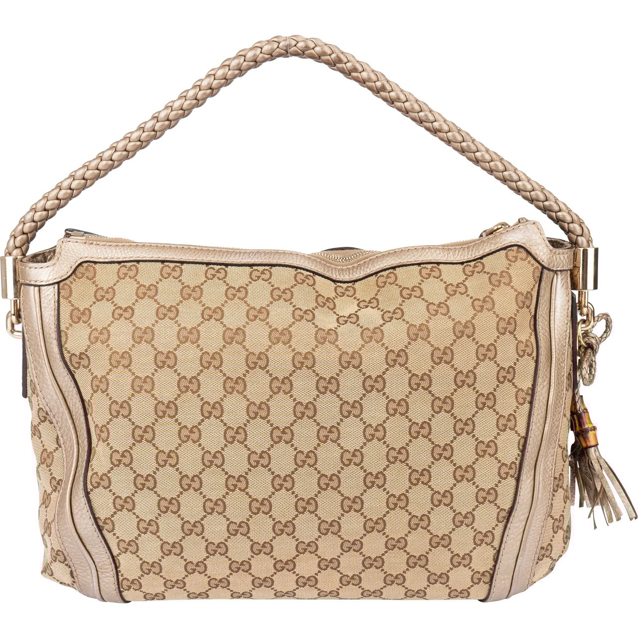 Gucci Gucci GG Monogram Bamboo Handbag Bruin