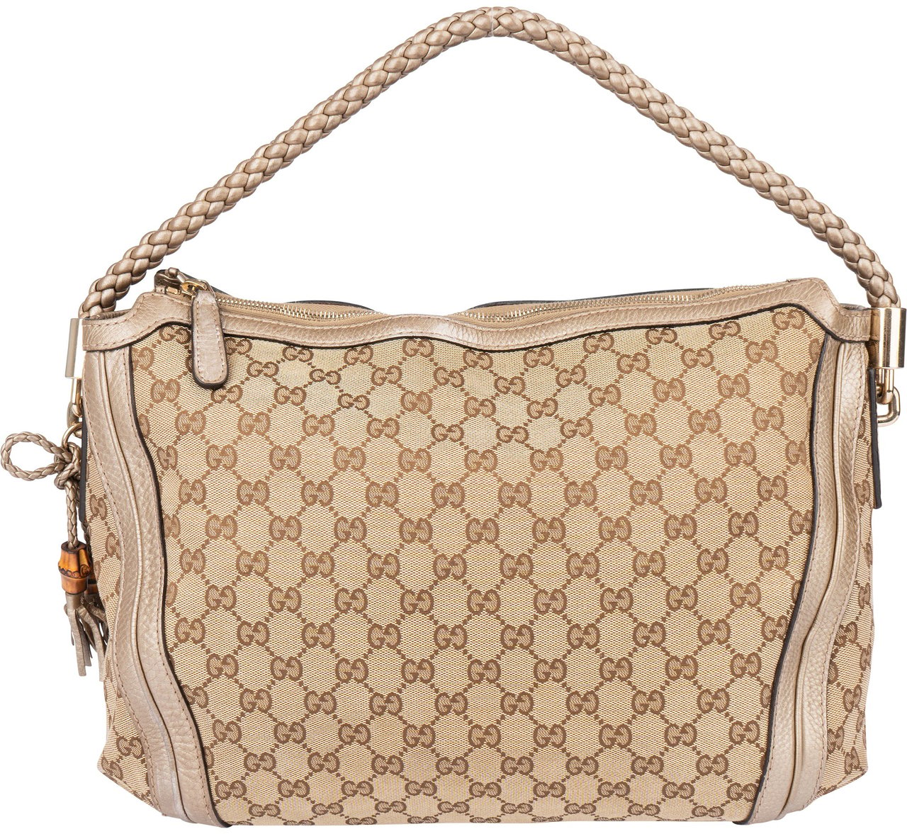 Gucci GG Monogram Bamboo Handbag Bruin