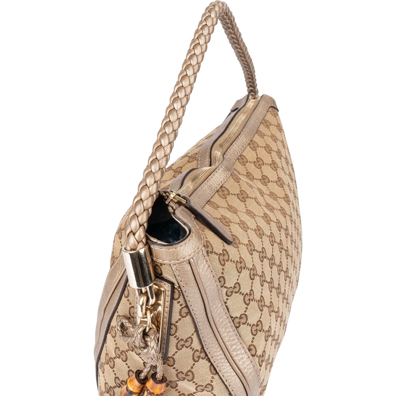 Gucci Gucci GG Monogram Bamboo Handbag Bruin