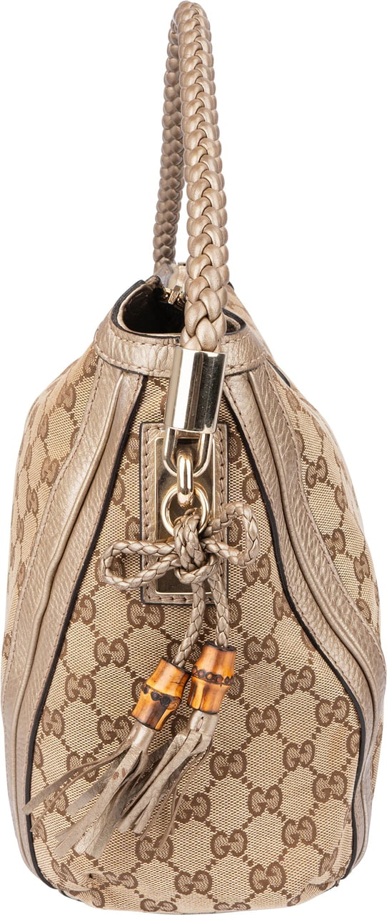 Gucci GG Monogram Bamboo Handbag Bruin