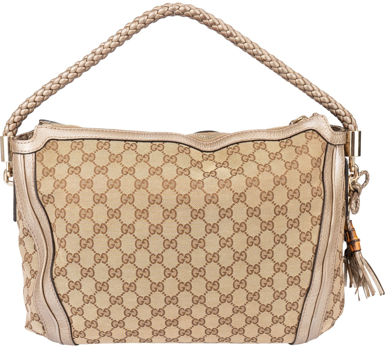 Gucci GG Monogram Bamboo Handbag Bruin