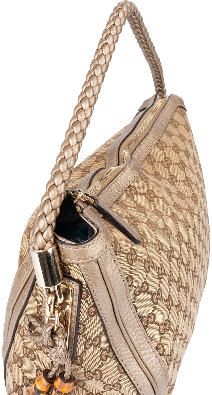 Gucci GG Monogram Bamboo Handbag Bruin