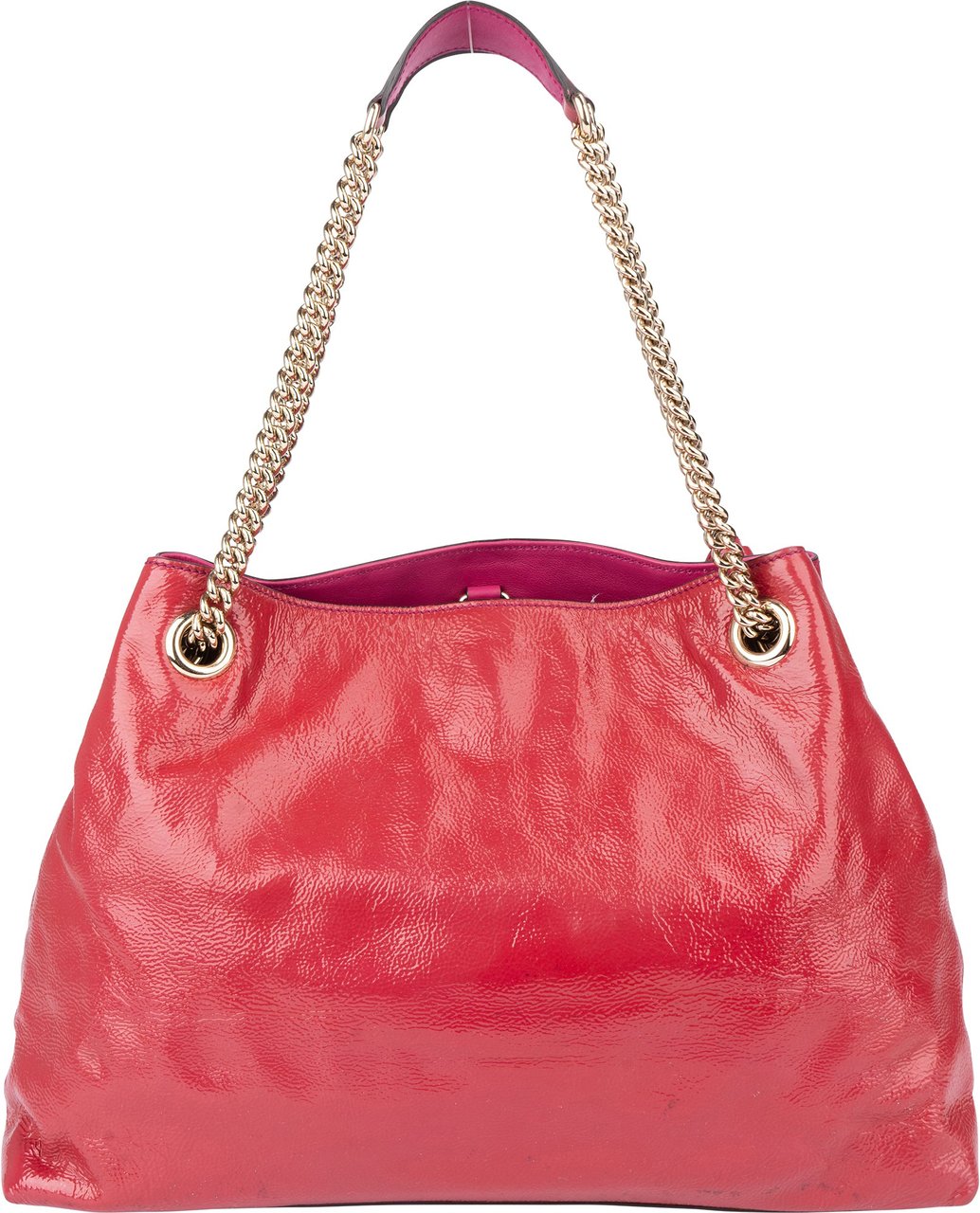 Gucci Gucci Pink Patent Leather GG Soho Shoulder Bag Roze