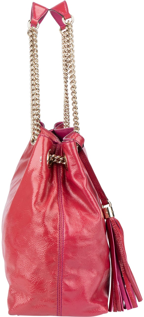 Gucci Gucci Pink Patent Leather GG Soho Shoulder Bag Roze