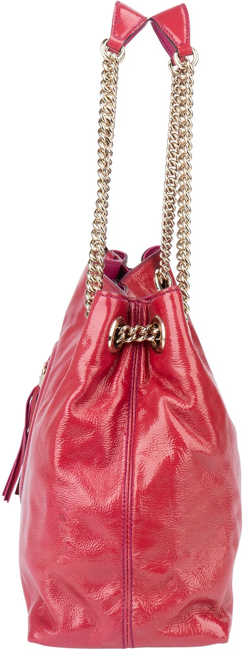 Gucci Gucci Pink Patent Leather GG Soho Shoulder Bag Roze