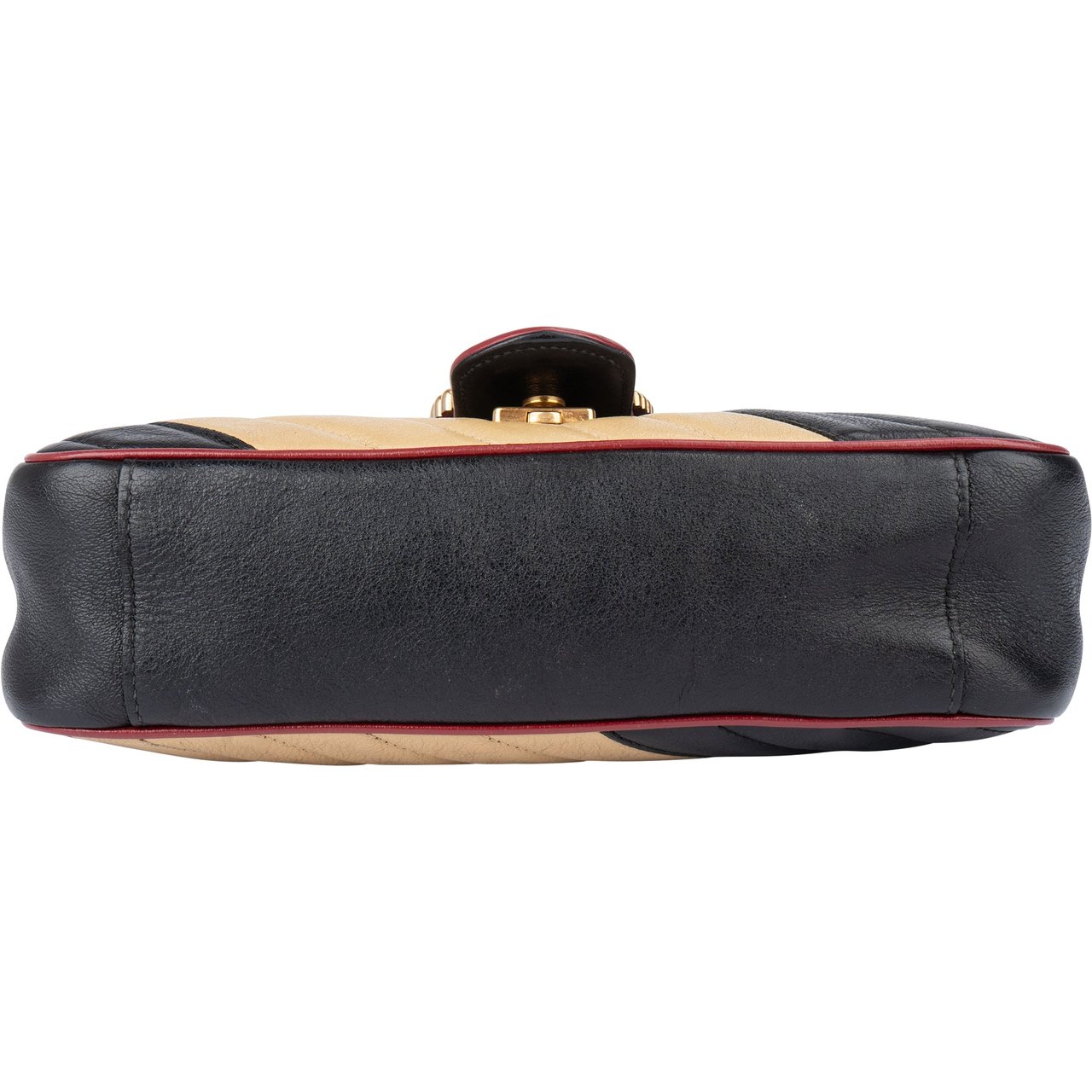 Gucci Gucci Tricolor Leather GG Marmont Crossbody Bag Zwart