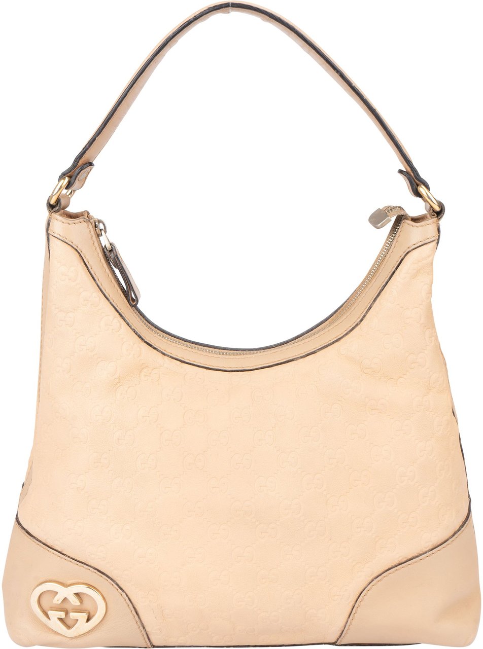 Gucci Gucci Leather GG New Britt Hobo Bag Beige