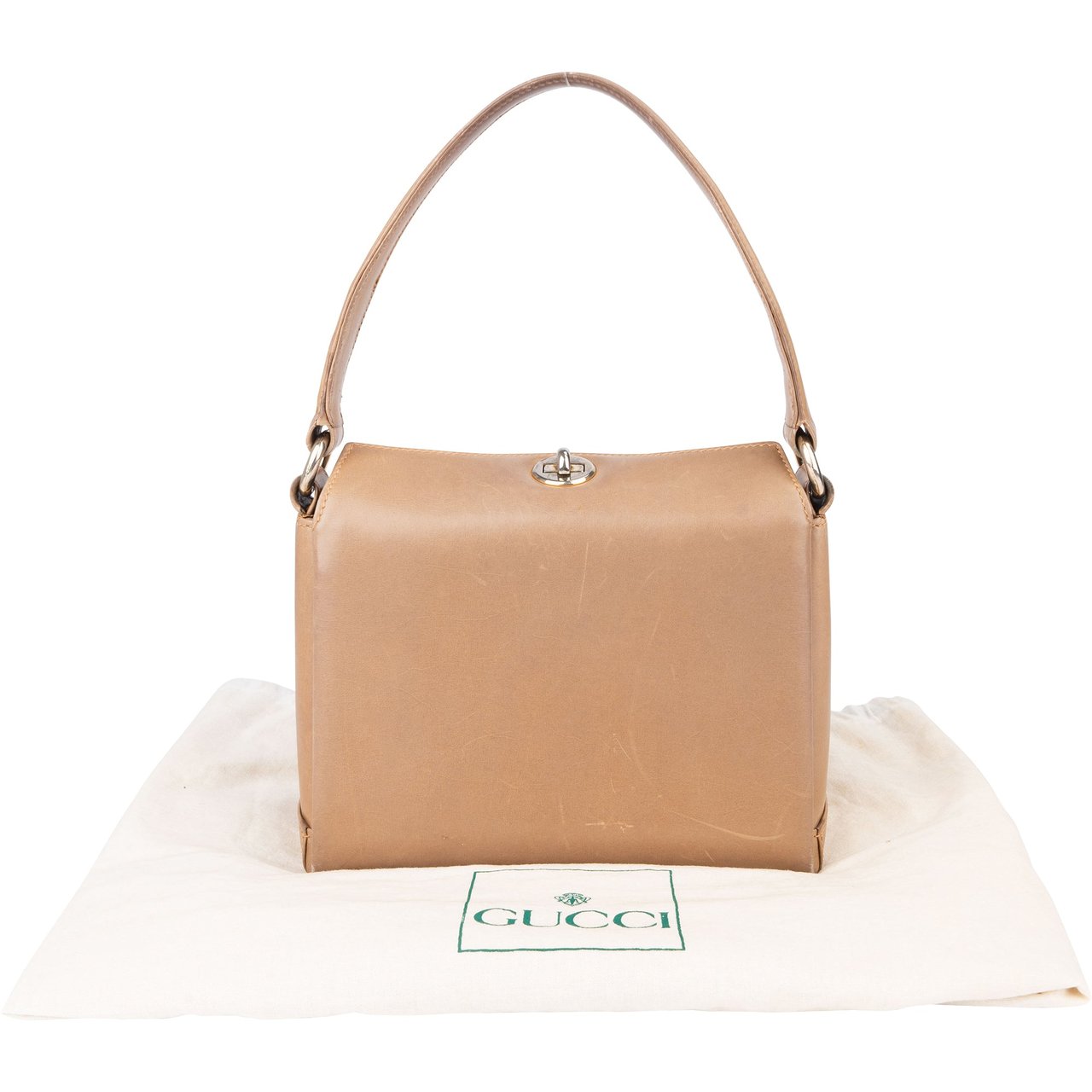 Gucci Gucci Classic Leather Turnlock Handbag Bruin
