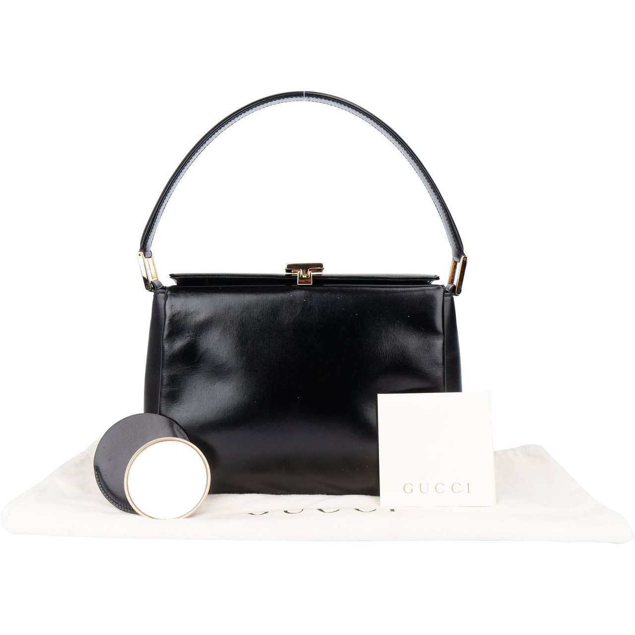 Gucci Gucci Classic Leather G Lock Handbag Zwart