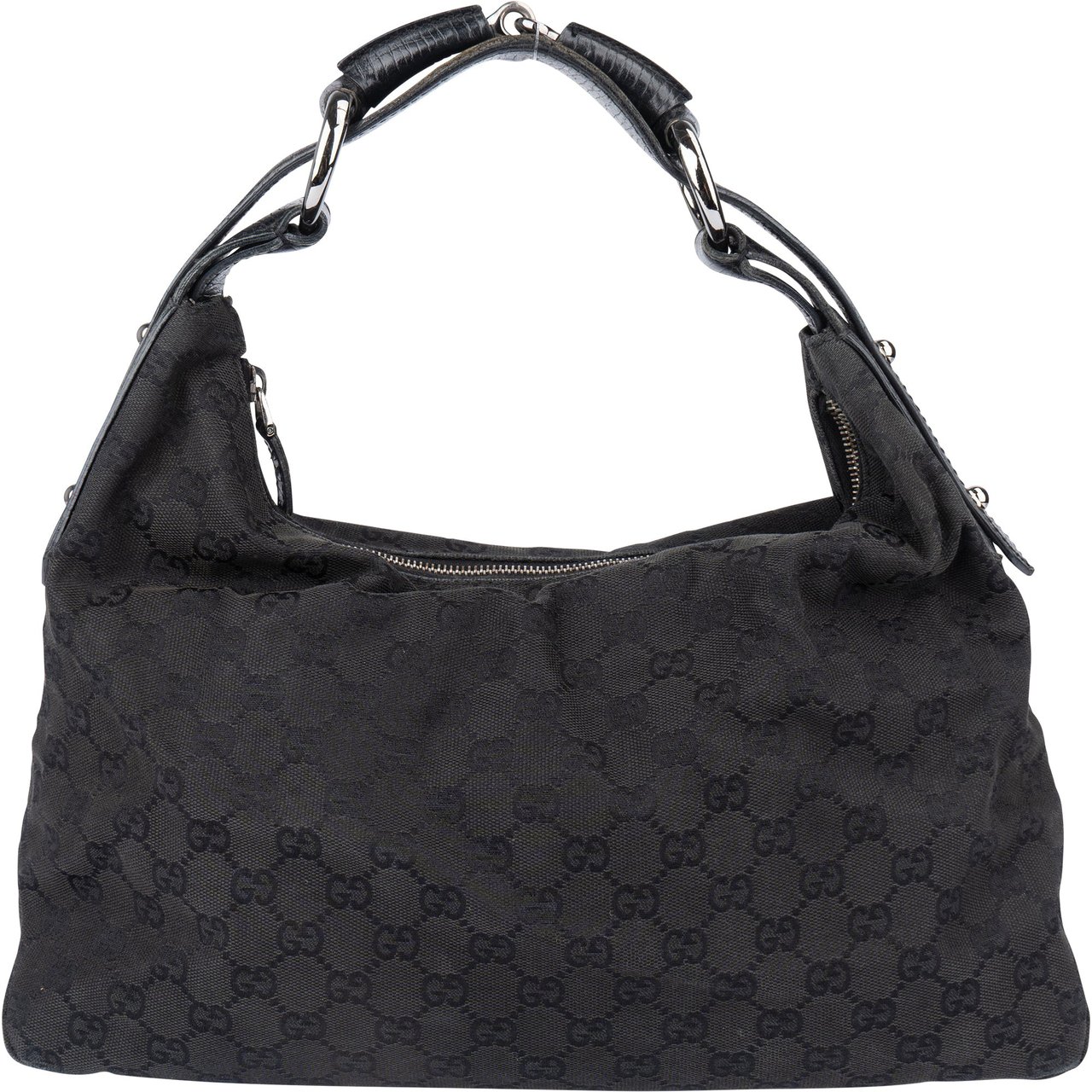 Gucci Gucci GG Monogram Horsebit Handbag Zwart