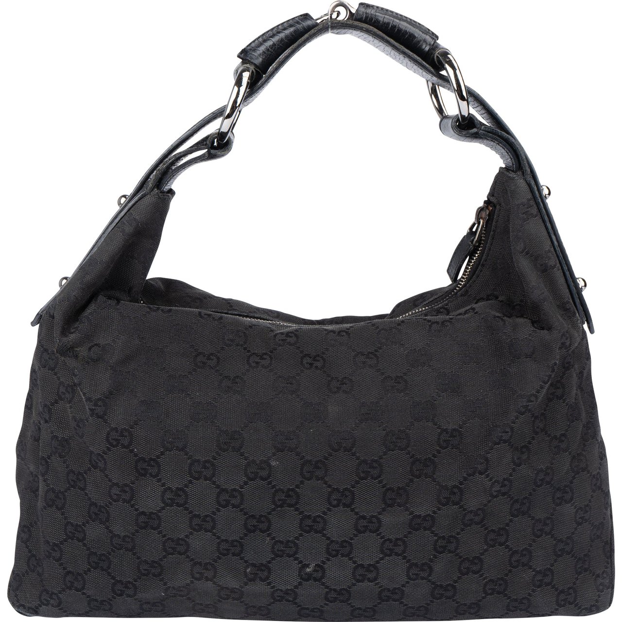 Gucci Gucci GG Monogram Horsebit Handbag Zwart