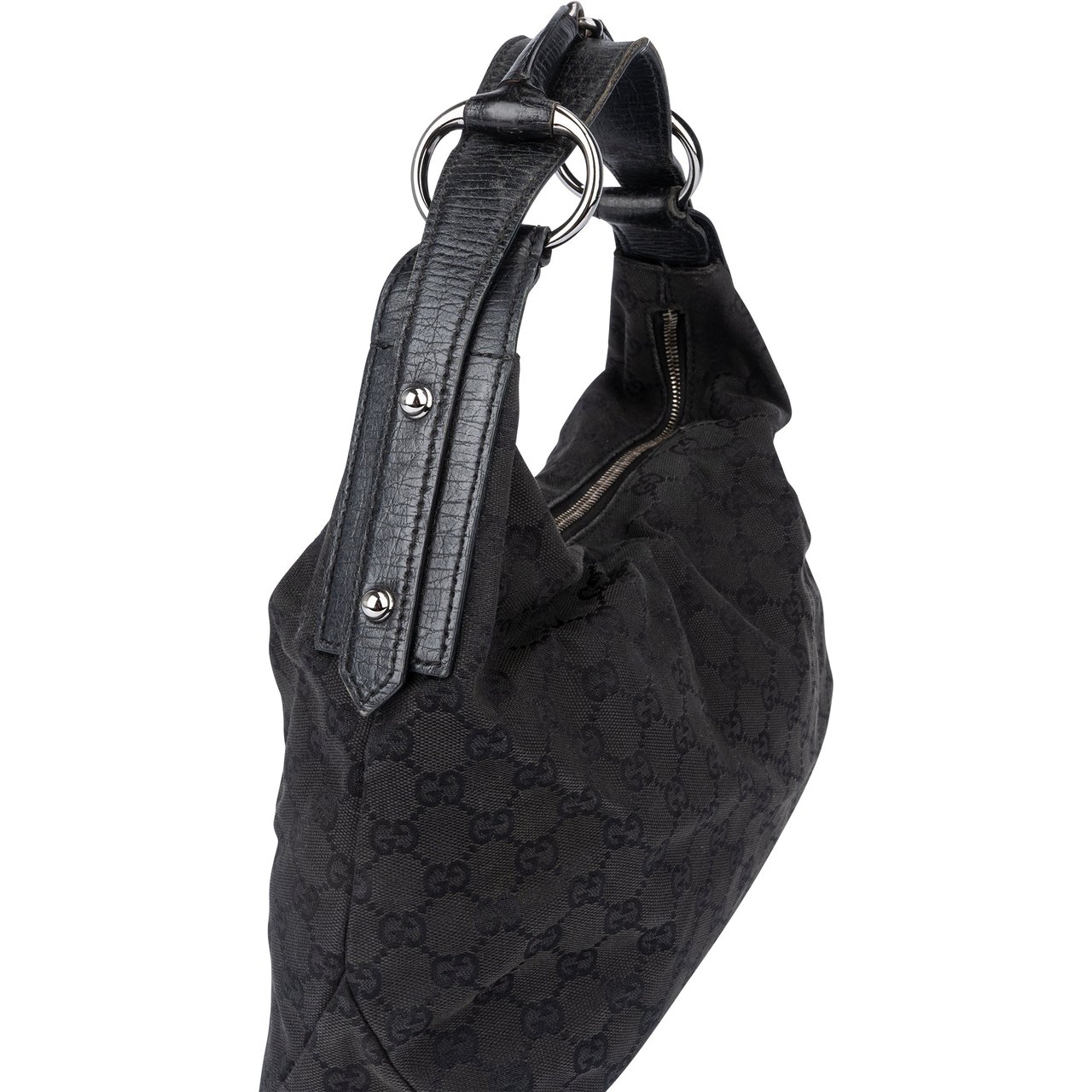 Gucci Gucci GG Monogram Horsebit Handbag Zwart