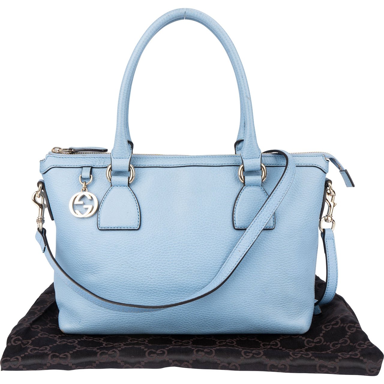 Gucci Gucci Blue Leather Charmy Handbag Blauw