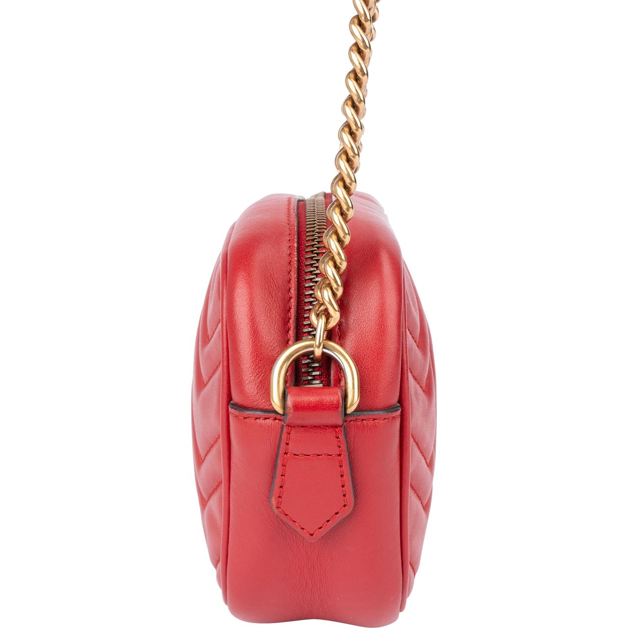Gucci Gucci Chevron Leather GG Marmont Crossbody bag Rood