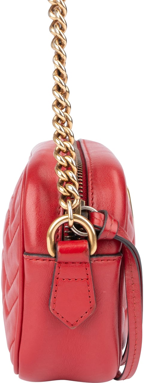 Gucci Gucci Chevron Leather GG Marmont Crossbody bag Rood